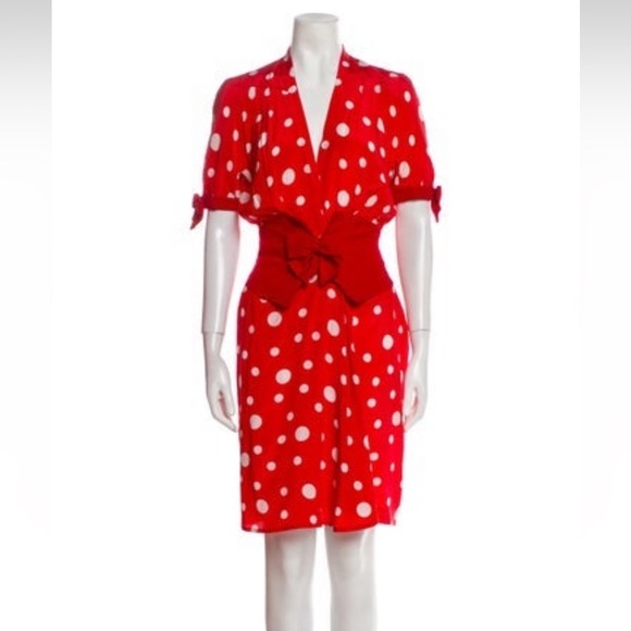 Limited edition!!! THIERRY MUGLER. Vintage Mini Polka Dot Dress with Bow - Picture 1 of 6